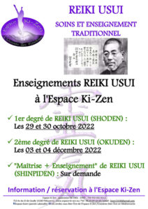 Calendrier initiations reiki Usui Aix en provence Salon de provence Lambesc 4eme trimestre 2022